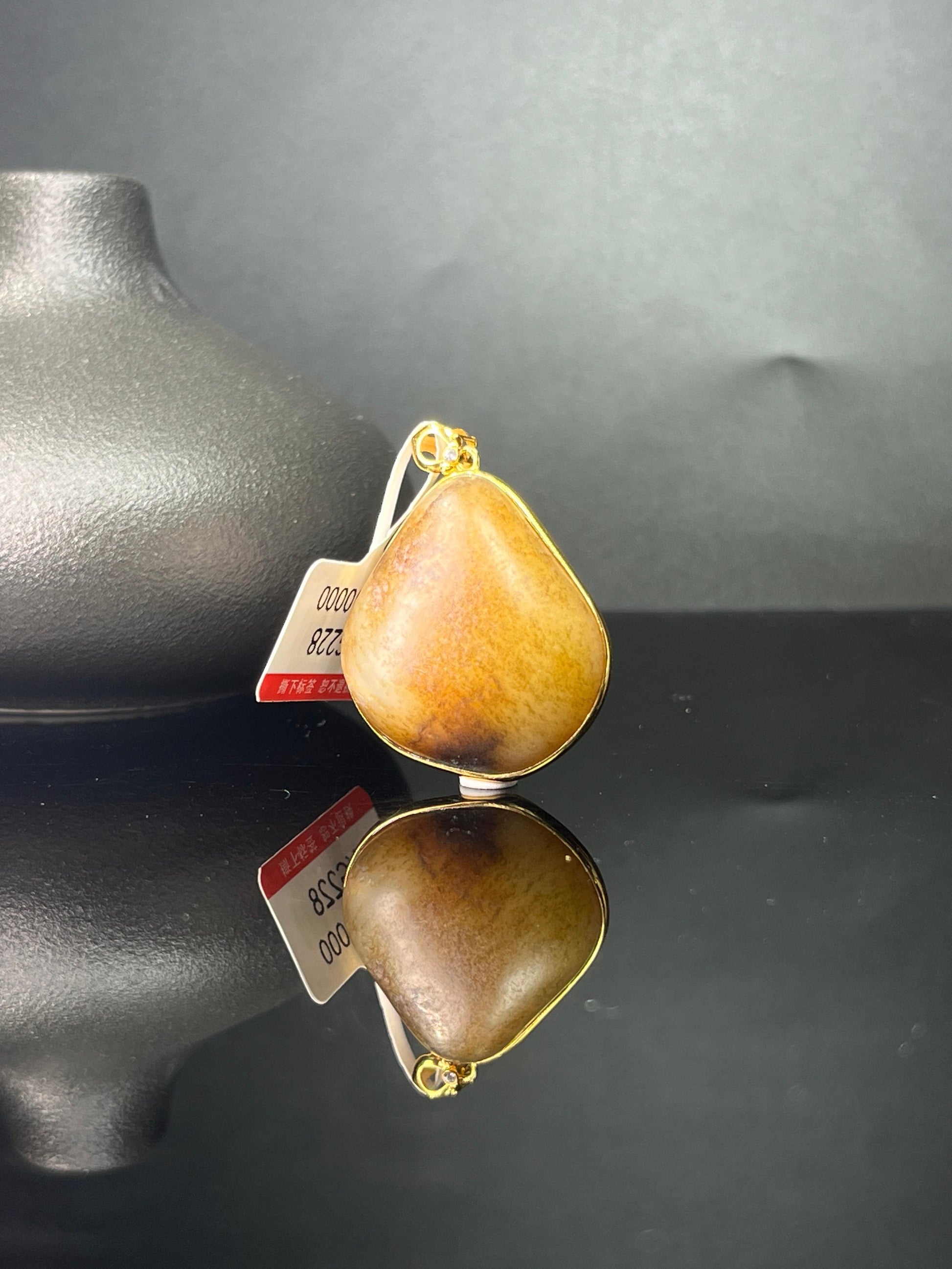 新疆和田玉籽料原石18k金镶玉吊坠4（yc243613）