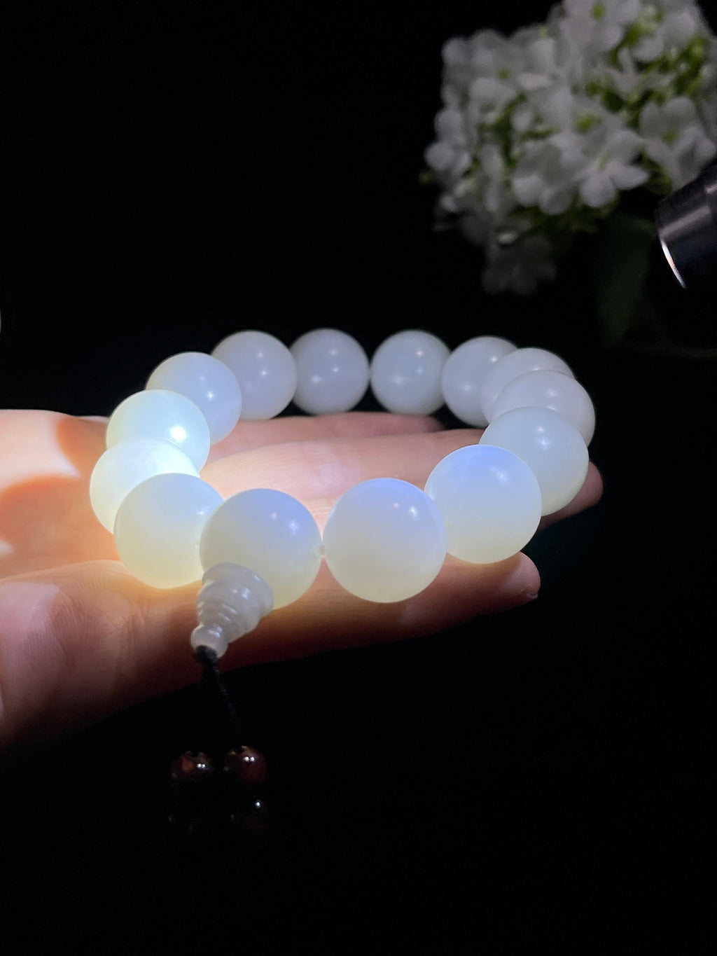 新疆天然和田玉羊脂白玉卡16圆珠手串（yc258293）