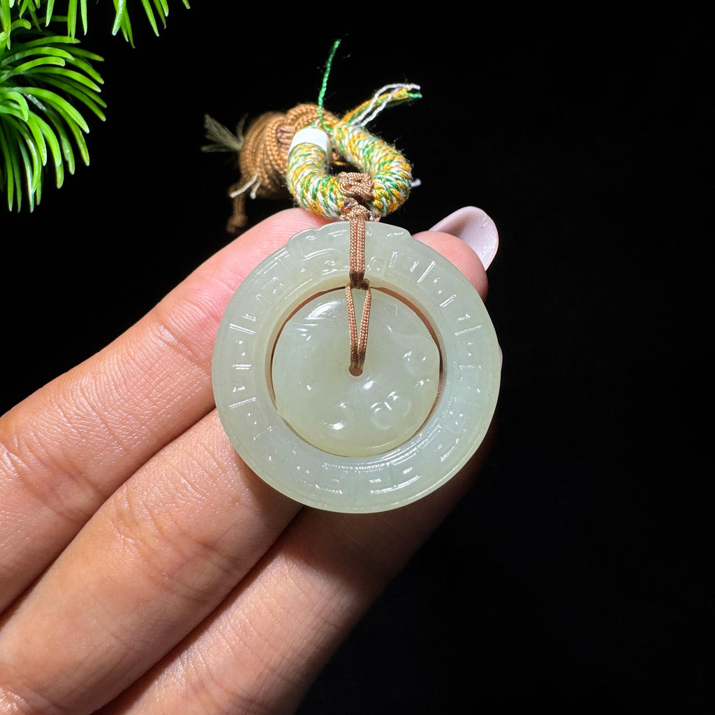 和田玉山料白玉时来运转平安扣（yc728297）