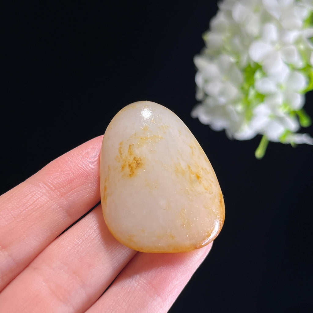 和田玉白玉“秋光染玉”洒金皮籽料（yc351419）