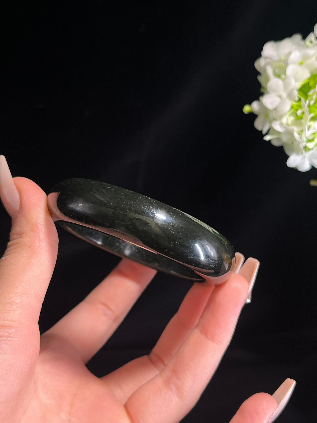 新疆天然和田玉塔青料手镯轮胎镯3（卡58）（yc260249）