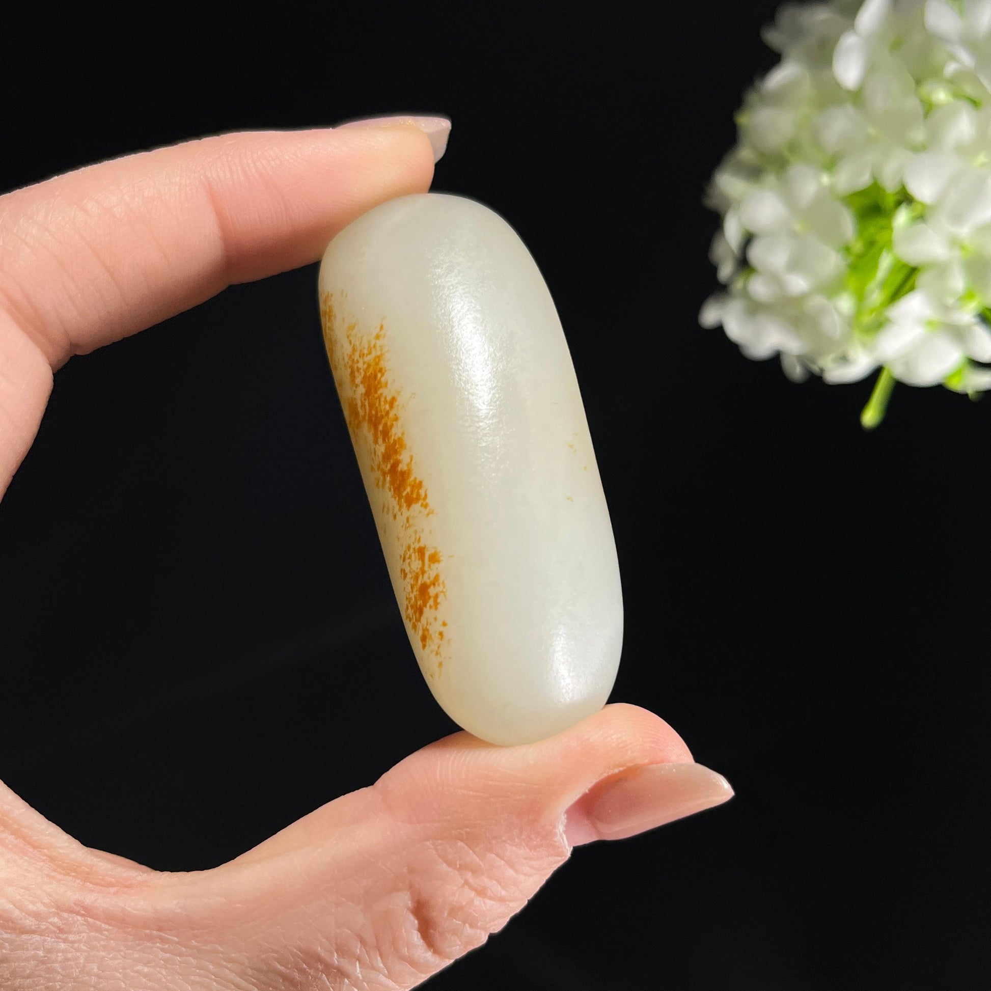 和田玉白玉洒红皮“星雨点玉”双面皮籽料（yc358547）