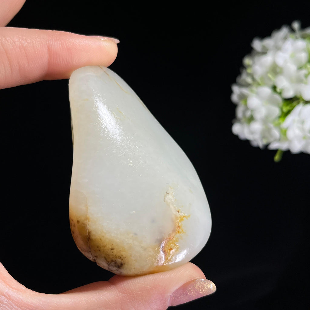 和田玉白玉洒金皮“金纹玉滴”籽料原石（yc295724）