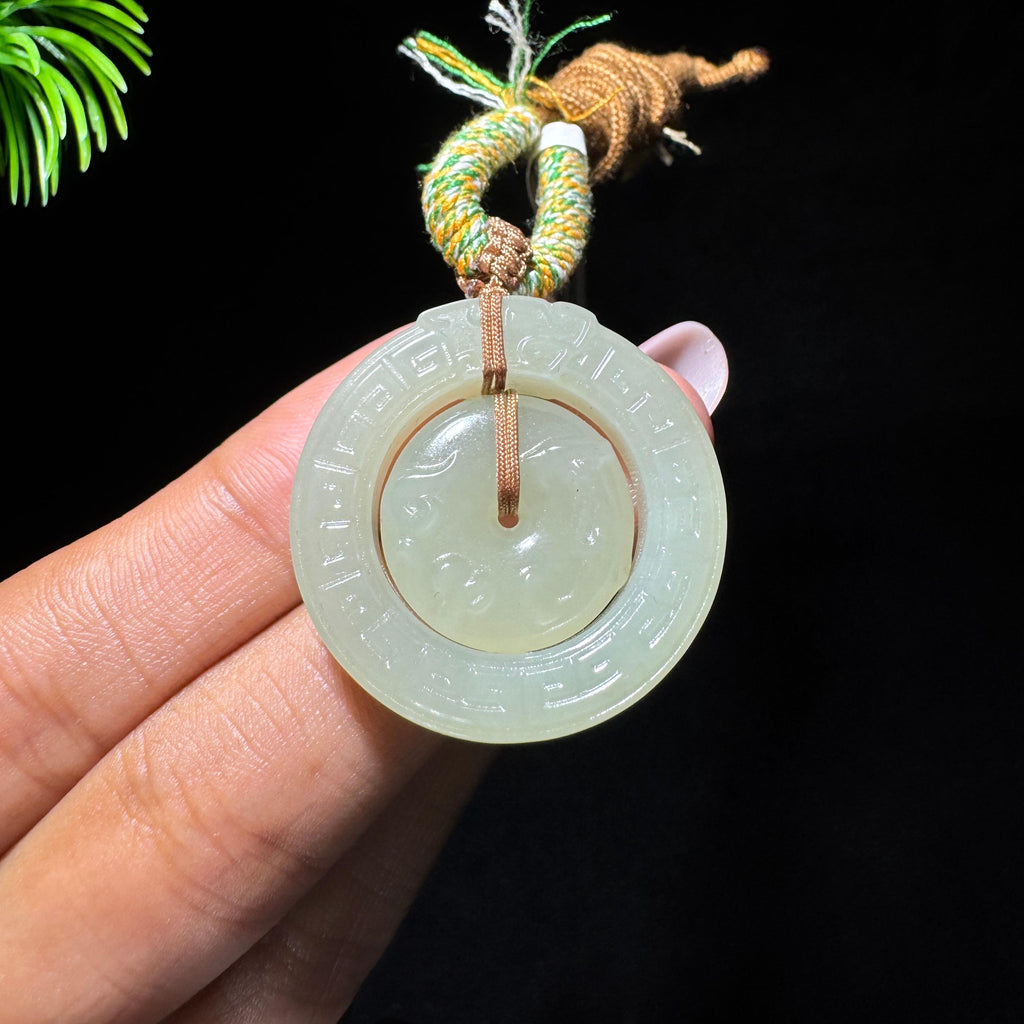 和田玉山料白玉时来运转平安扣（yc728297）
