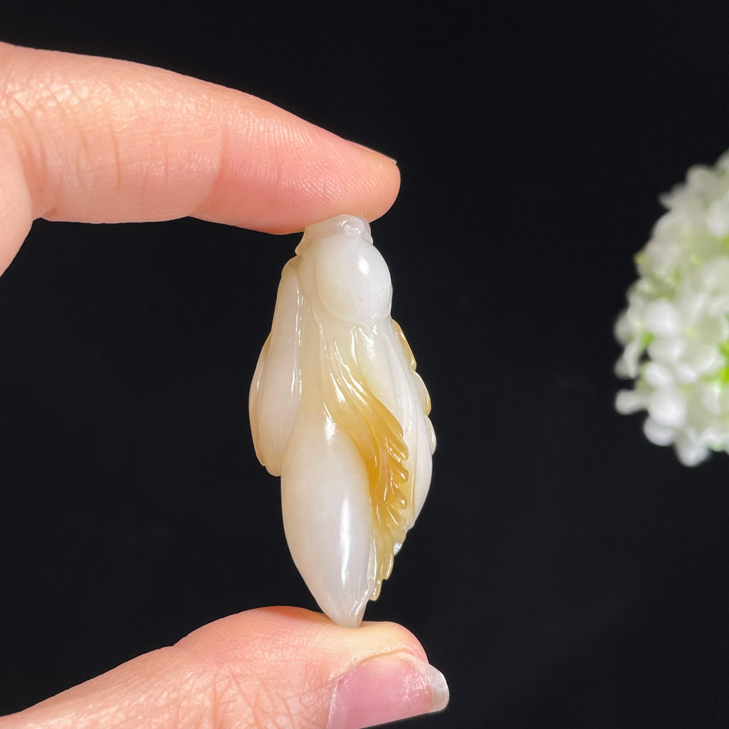 和田玉糖白玉兰花挂件（yc427033）
