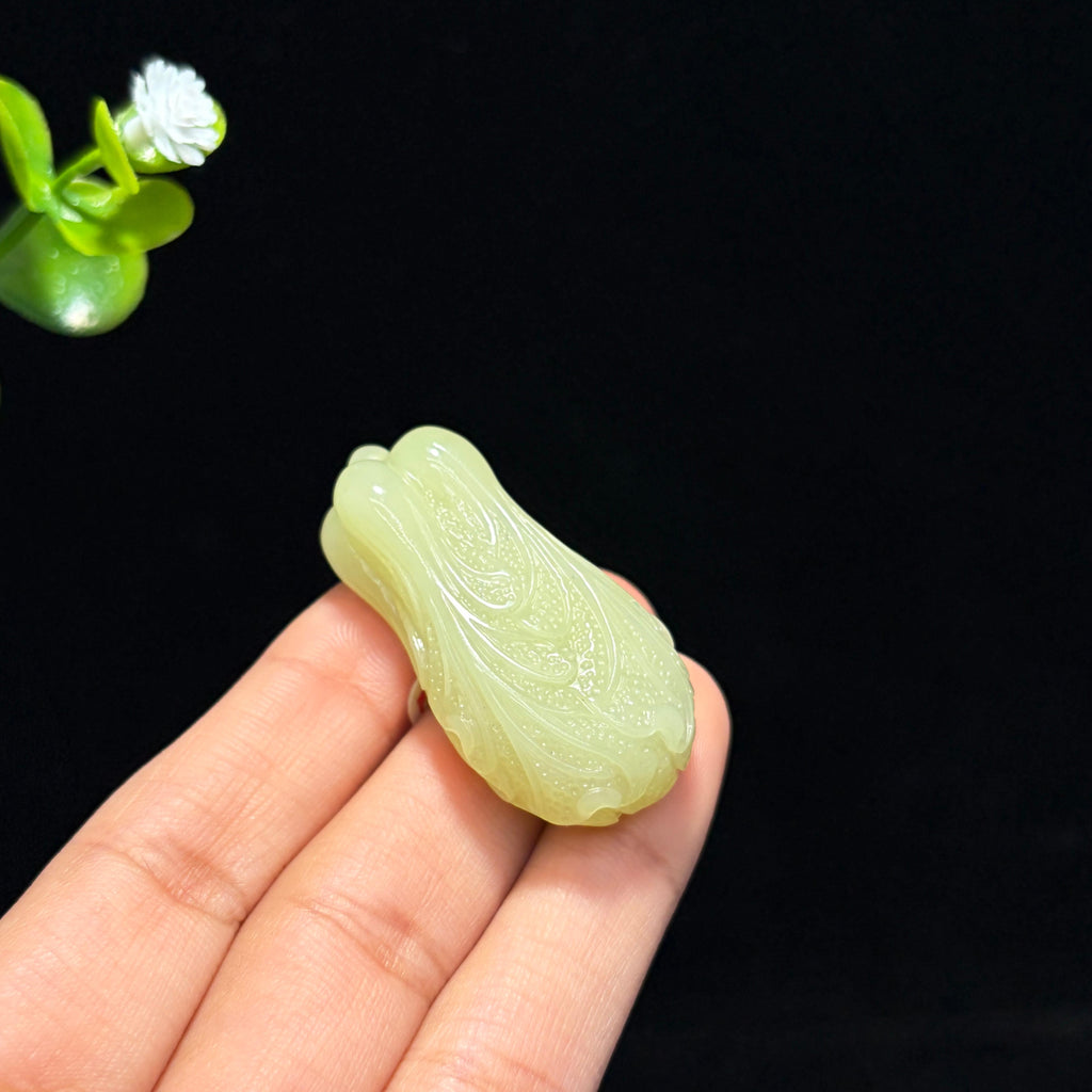 和田玉精品黄口白菜挂件（yc762346）