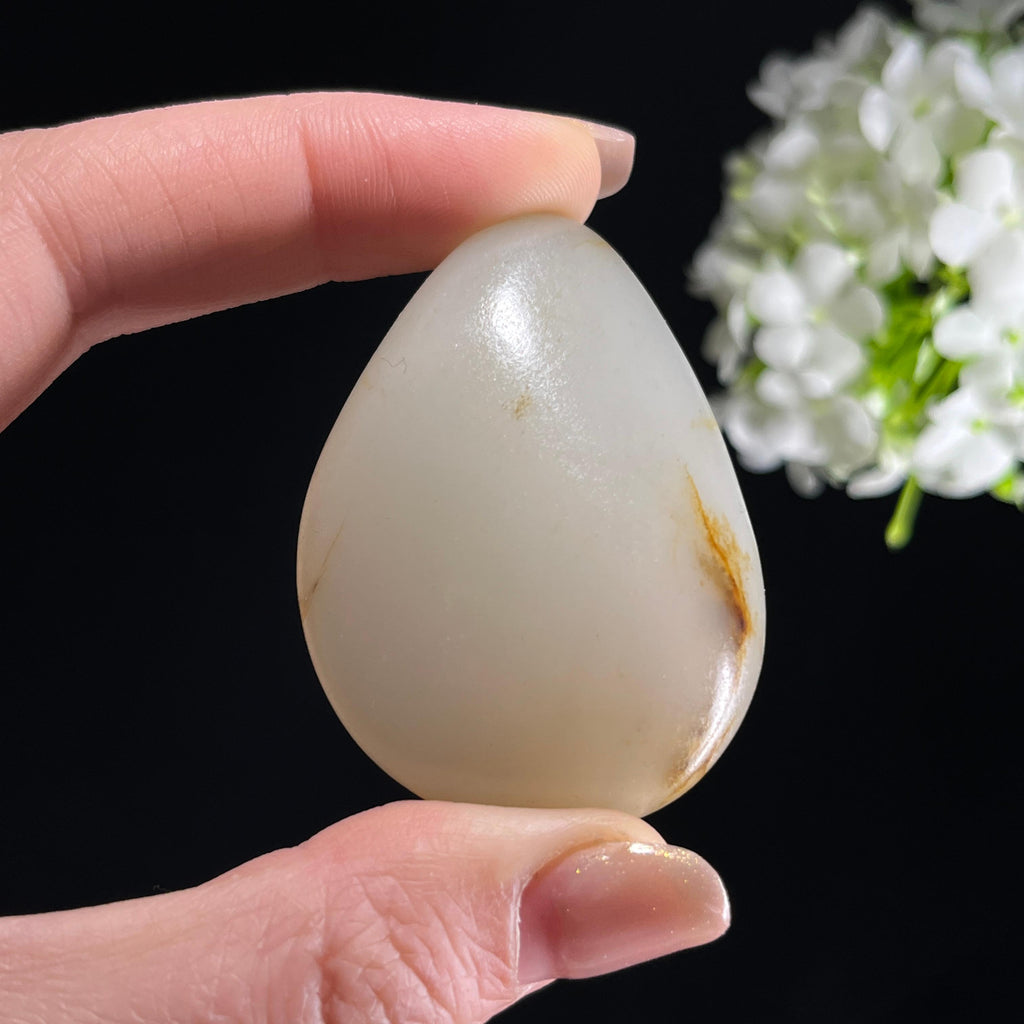 和田玉白玉“金绳挂雾”洒金皮籽料（yc353531）