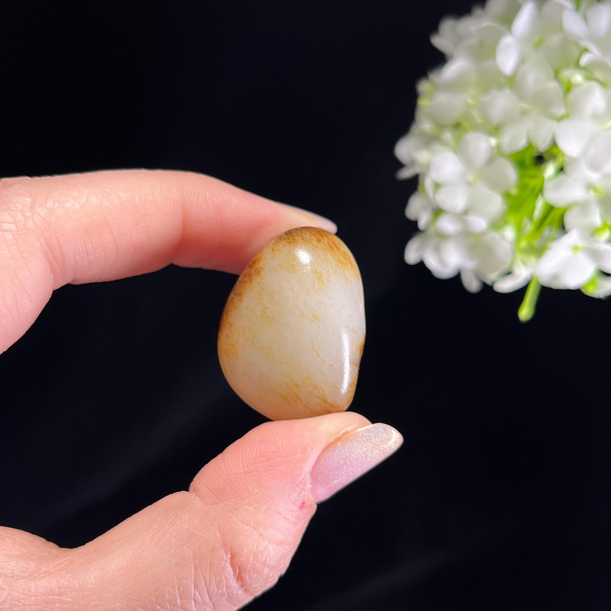 和田玉白玉“寒林横秋”秋梨皮洒红皮籽料（yc354489）