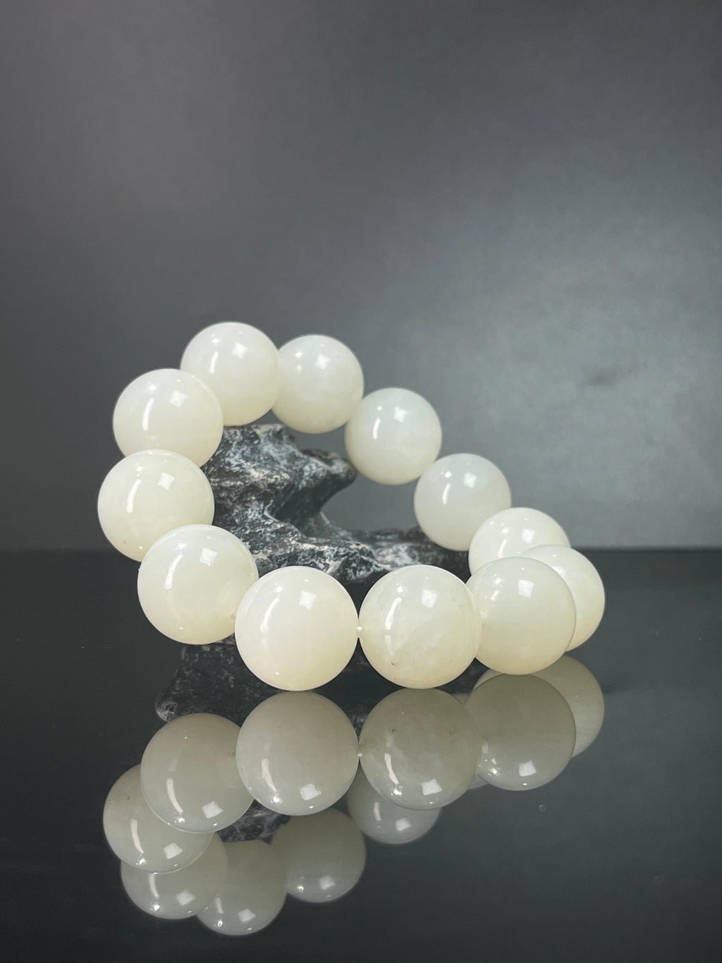 天然和田白玉圆型珠手串（卡18）（yc242878）