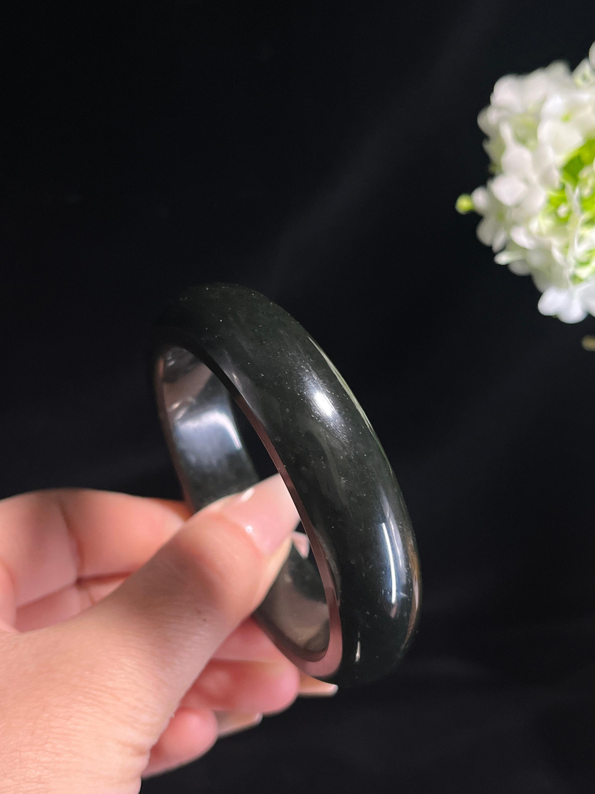 新疆天然和田玉塔青料手镯轮胎镯3（卡58）（yc260249）