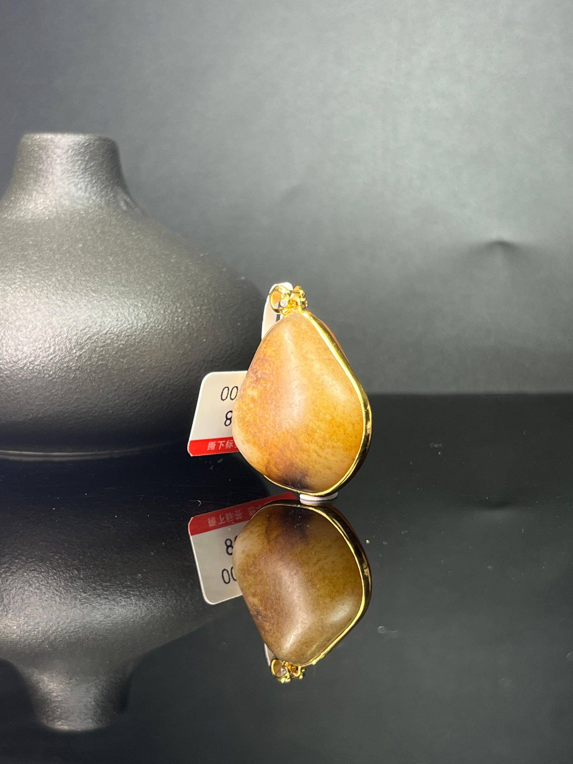 新疆和田玉籽料原石18k金镶玉吊坠4（yc243613）