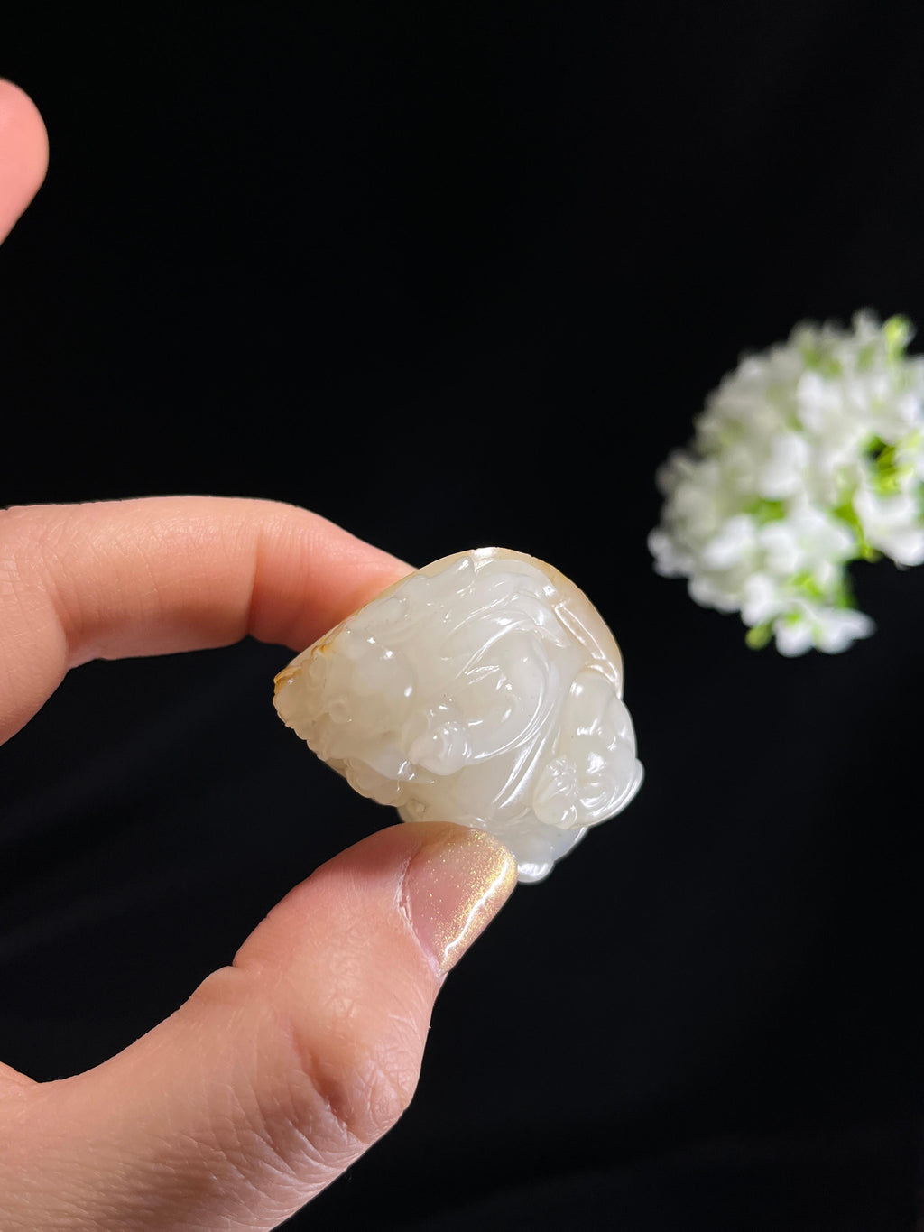 新疆天然和田玉籽料白玉洒金皮龙龟挂件（yc270749）