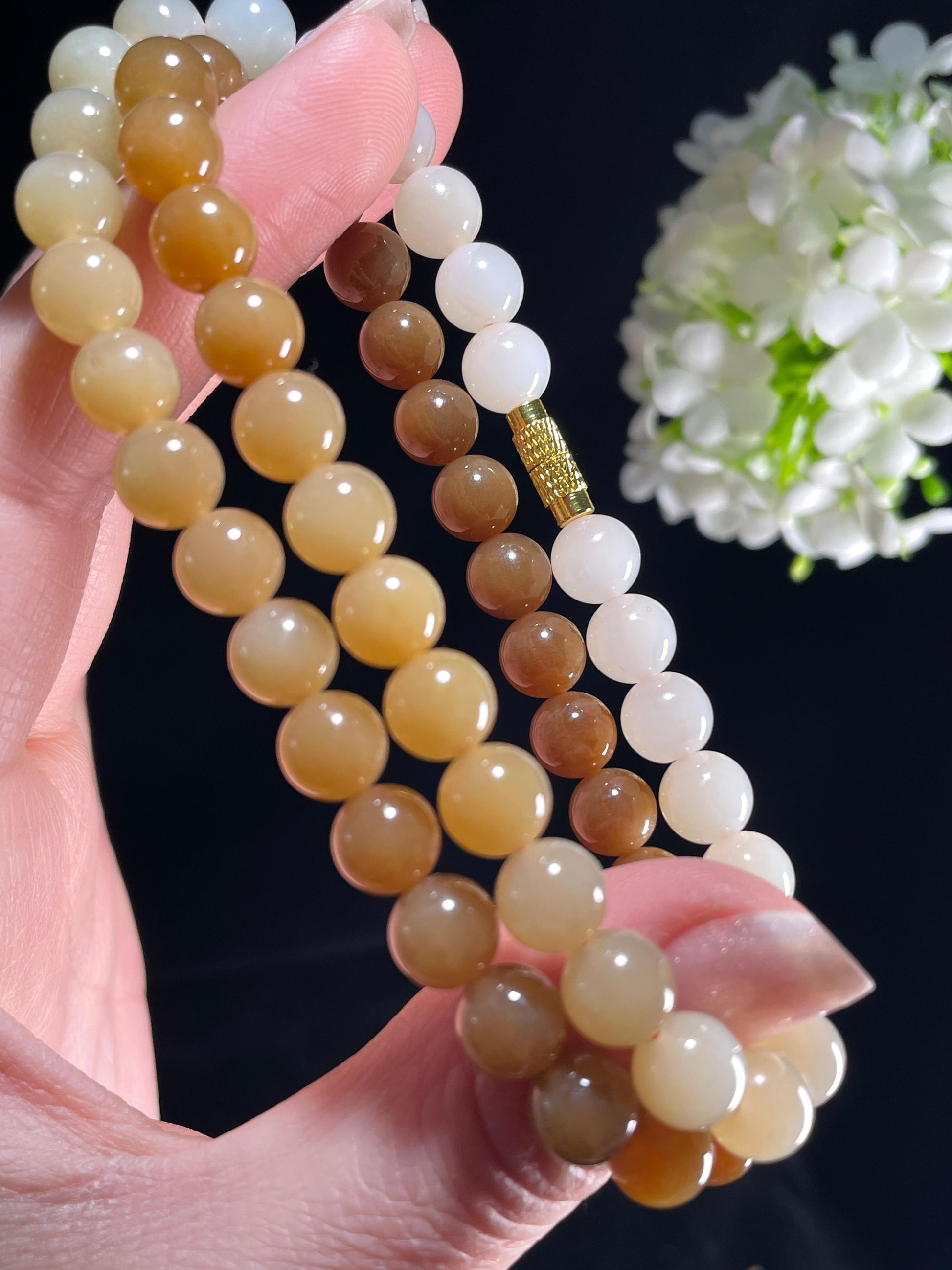 新疆天然和田玉糖玉渐变项链（yc357663）