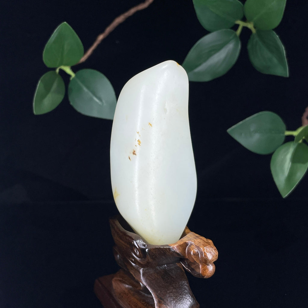 珍品和田玉白玉洒金皮籽料手把件（yc740364）