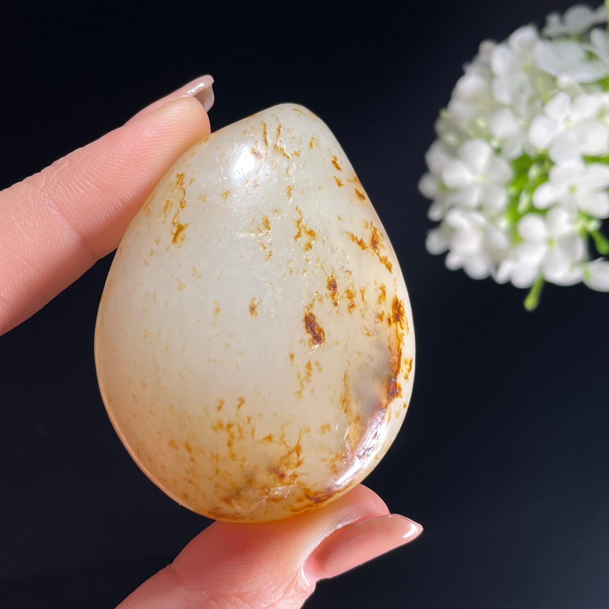 和田玉白玉“星粟漫霜”洒红皮籽料（yc386161）