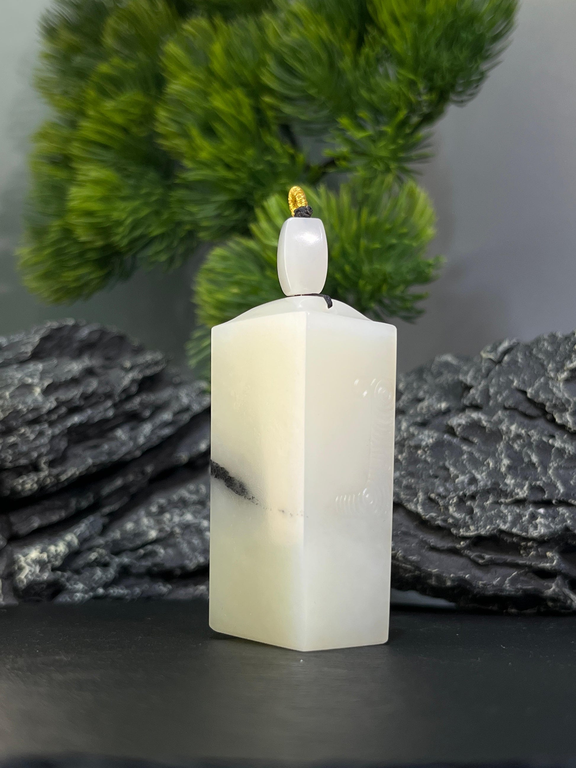 和田玉高青白带青花吊坠2（yc228765）