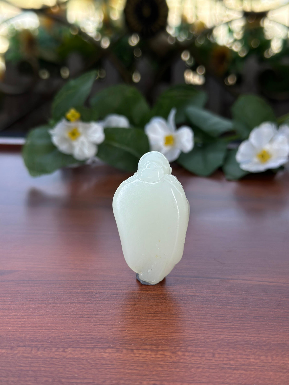 新疆和田玉白玉洒金皮籽料弥勒佛挂件（yc706460）