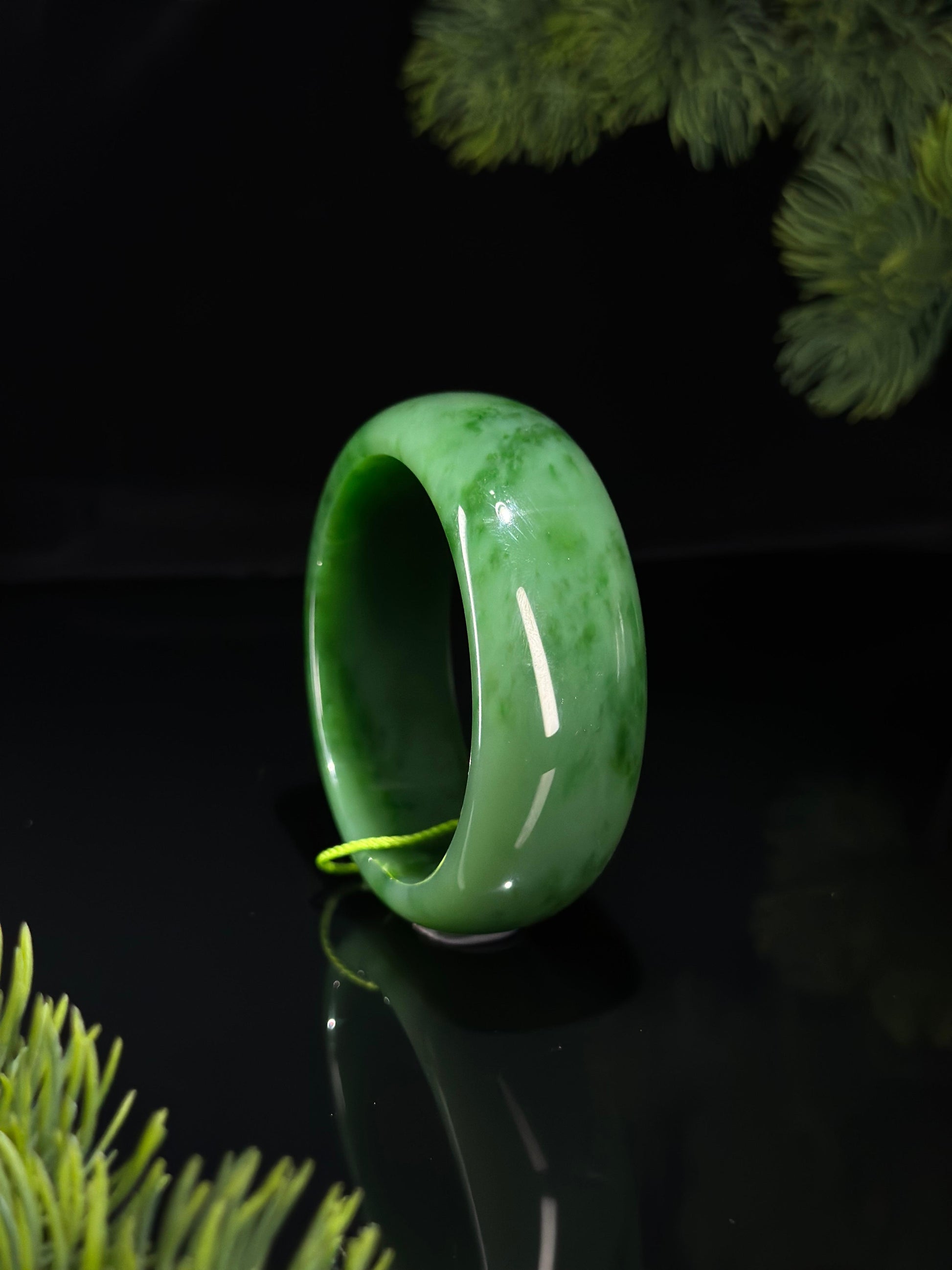 和田玉珍品碧玉轮胎镯（卡58）（yc530666）