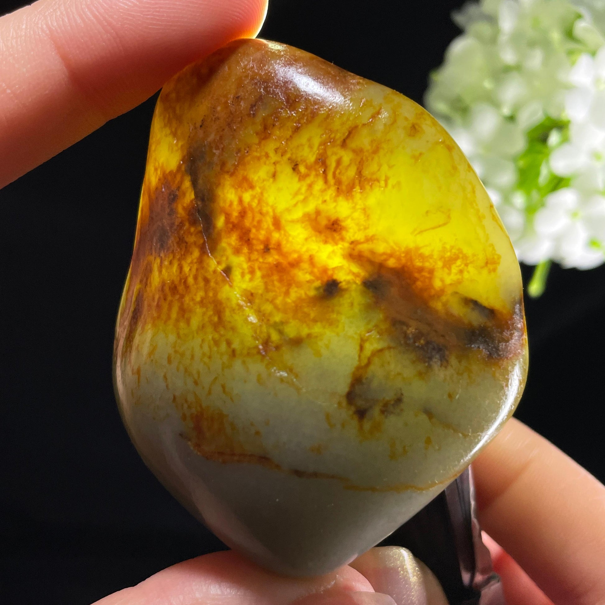 和田玉青花“丹墨晕山”聚红皮籽料（yc394239）