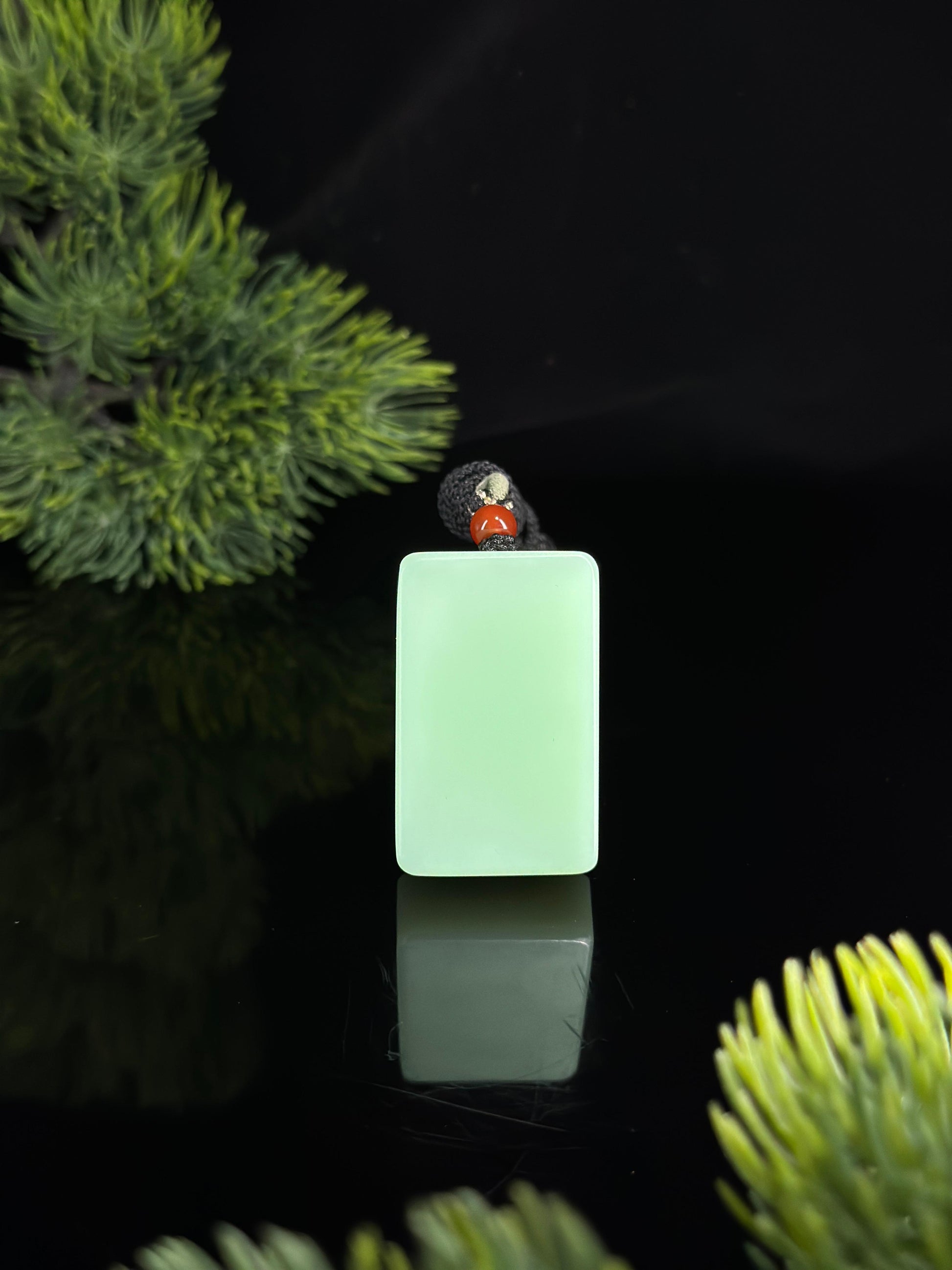 和田玉薄荷绿平安无事牌（yc484424）