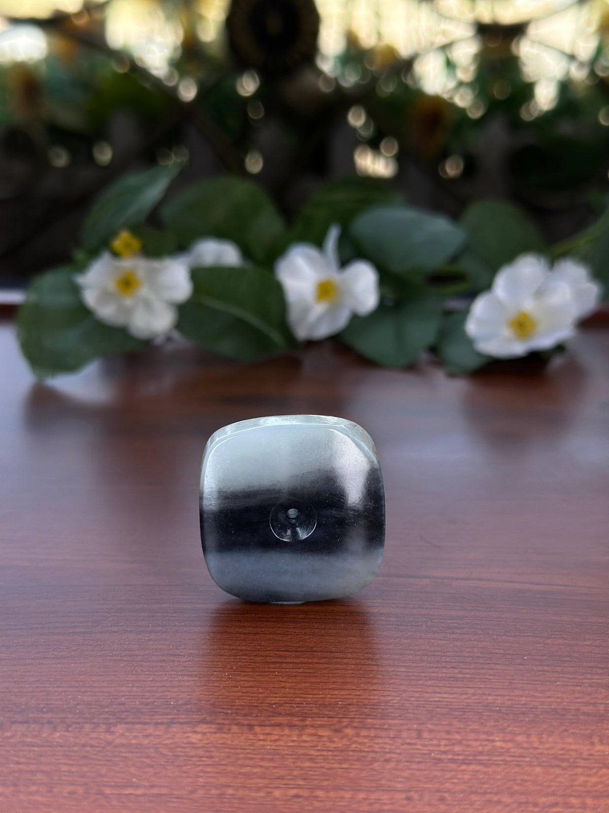 新疆和田玉青花籽料方形平安扣（yc706462）