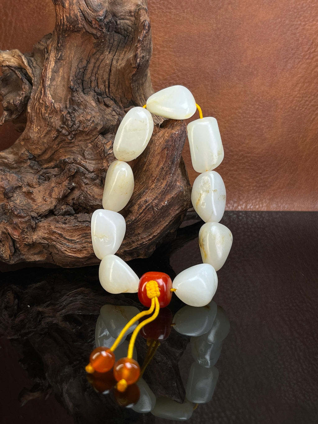 新疆和田玉白玉籽料原石手串独籽无修（yc229206）