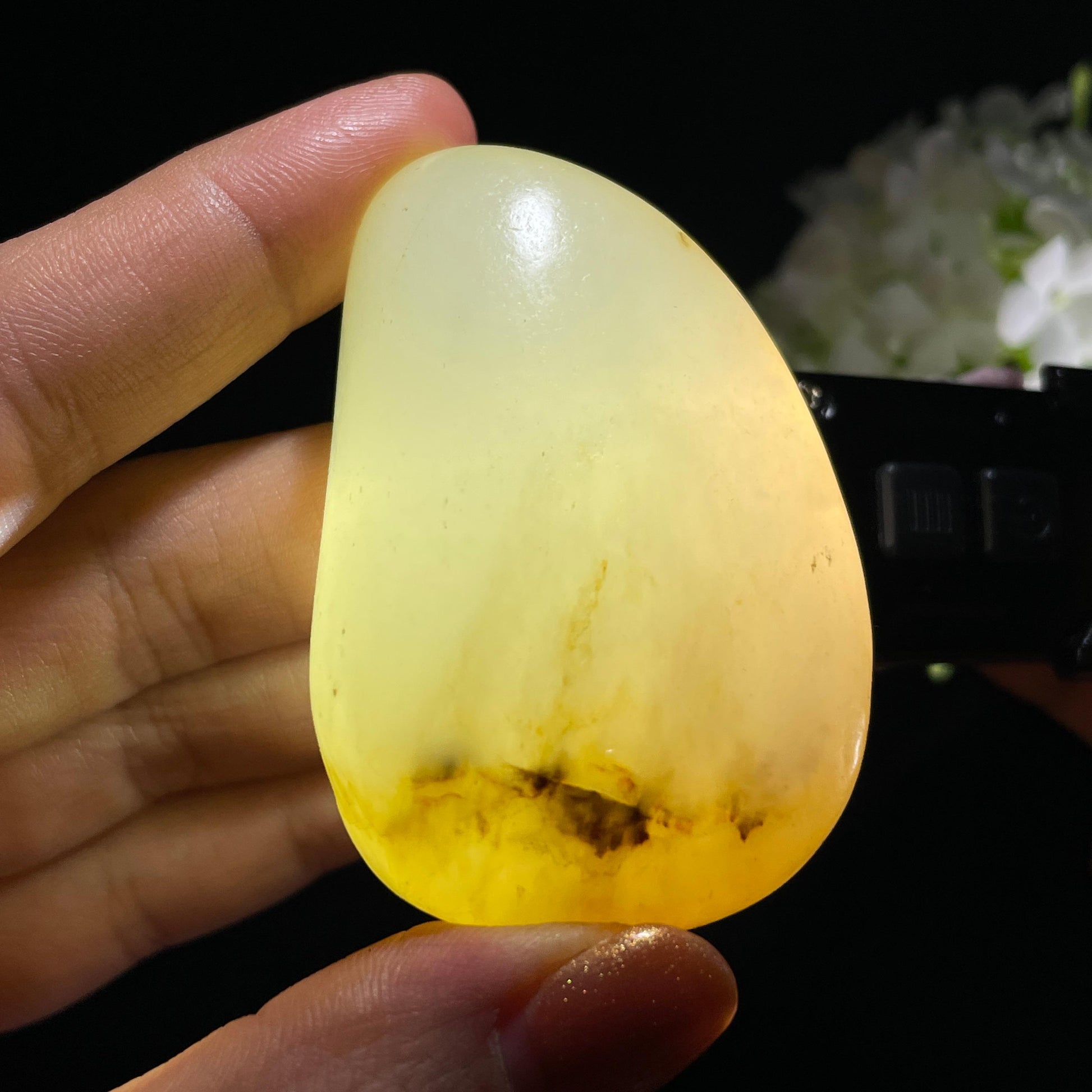 和田玉白玉“清光金盏”淡洒金皮籽料（yc392663）