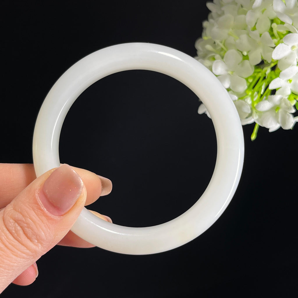 新疆天然和田玉羊脂白玉手镯（卡59）（yc348809）