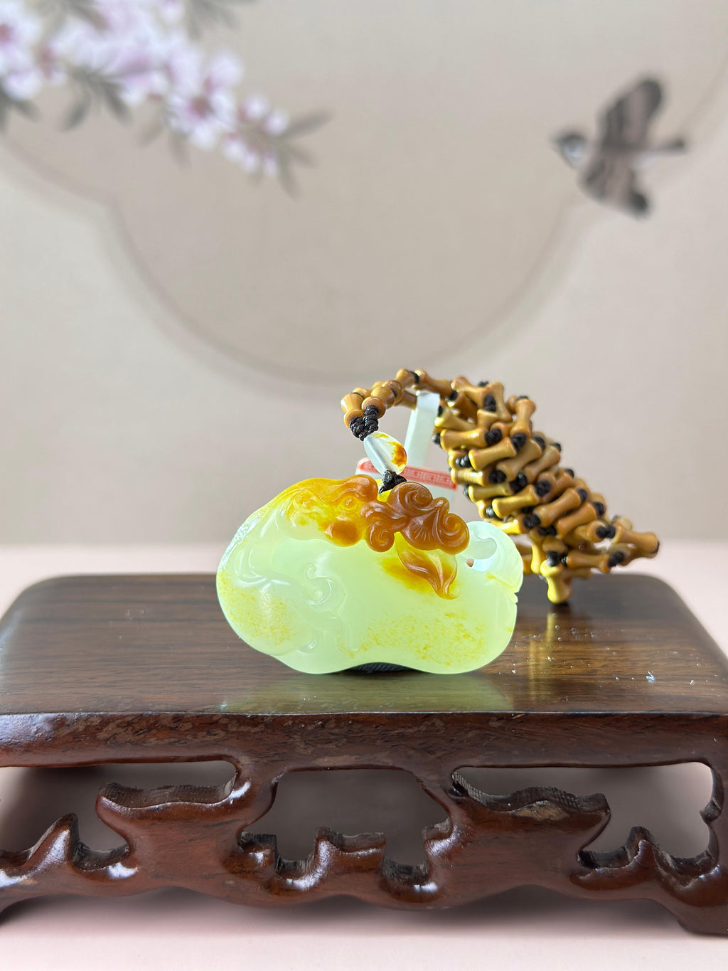 精品新疆和田玉聚红皮白玉籽料鹅如意挂件（yc765858）