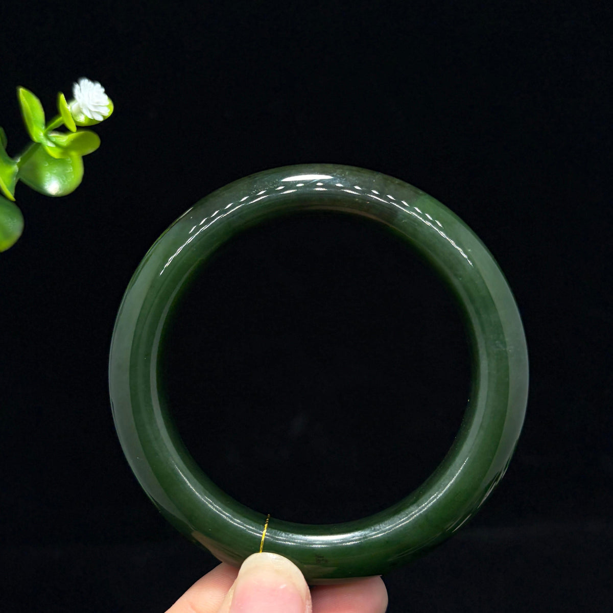 和田山料碧玉菠菜绿手镯（yc762324）