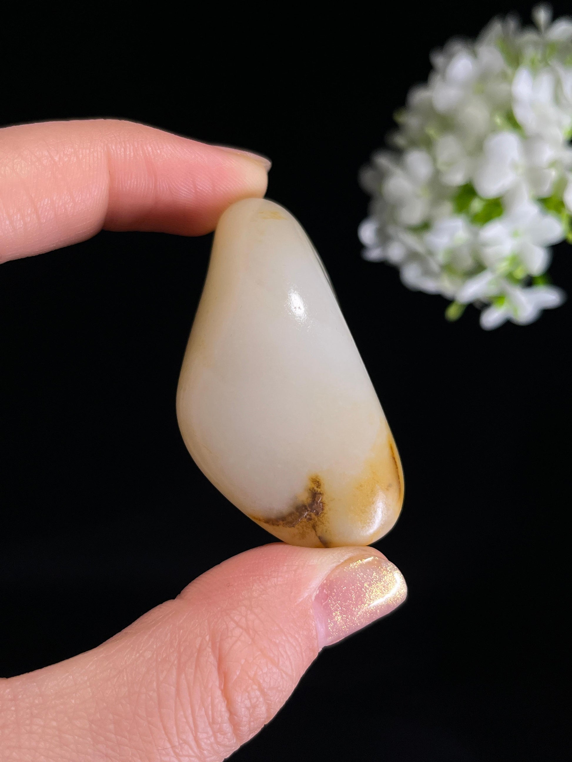 新疆天然和田玉碧玉洒黄皮籽料原石（yc272848）