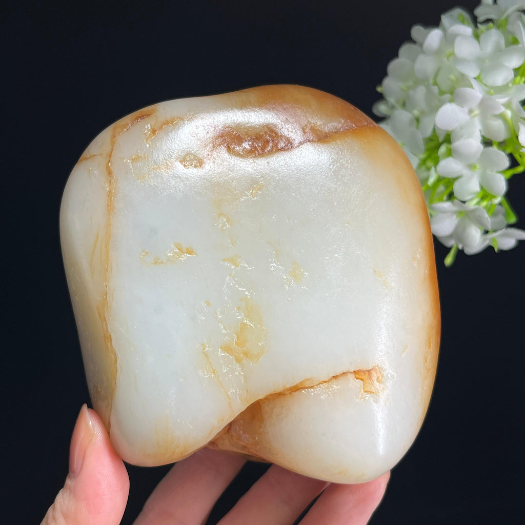 和田玉白玉“金缕缠素”通体洒金皮籽料（yc343297）