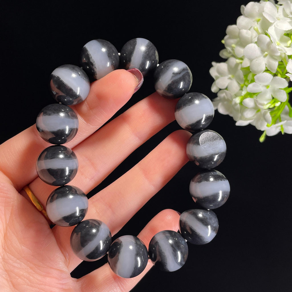 和田玉籽料青花一线天手串（卡16）（yc335746）