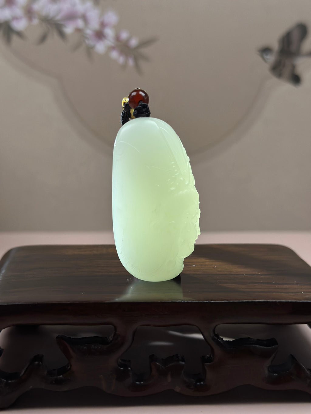珍品新疆和田玉白玉籽料观音头像挂件（yc766458）