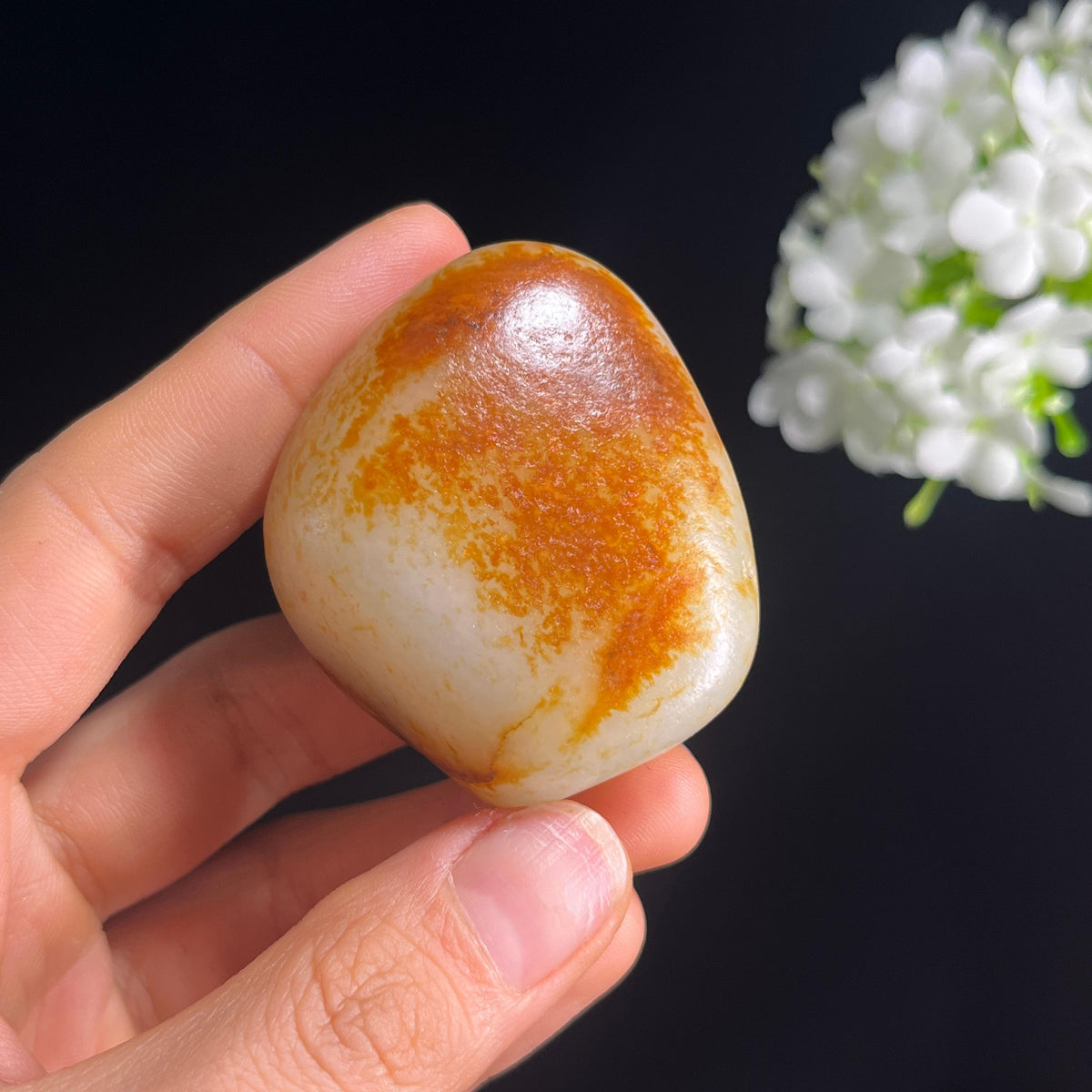 和田玉白玉聚红皮“雪玉披霞”籽料原石（yc287743）