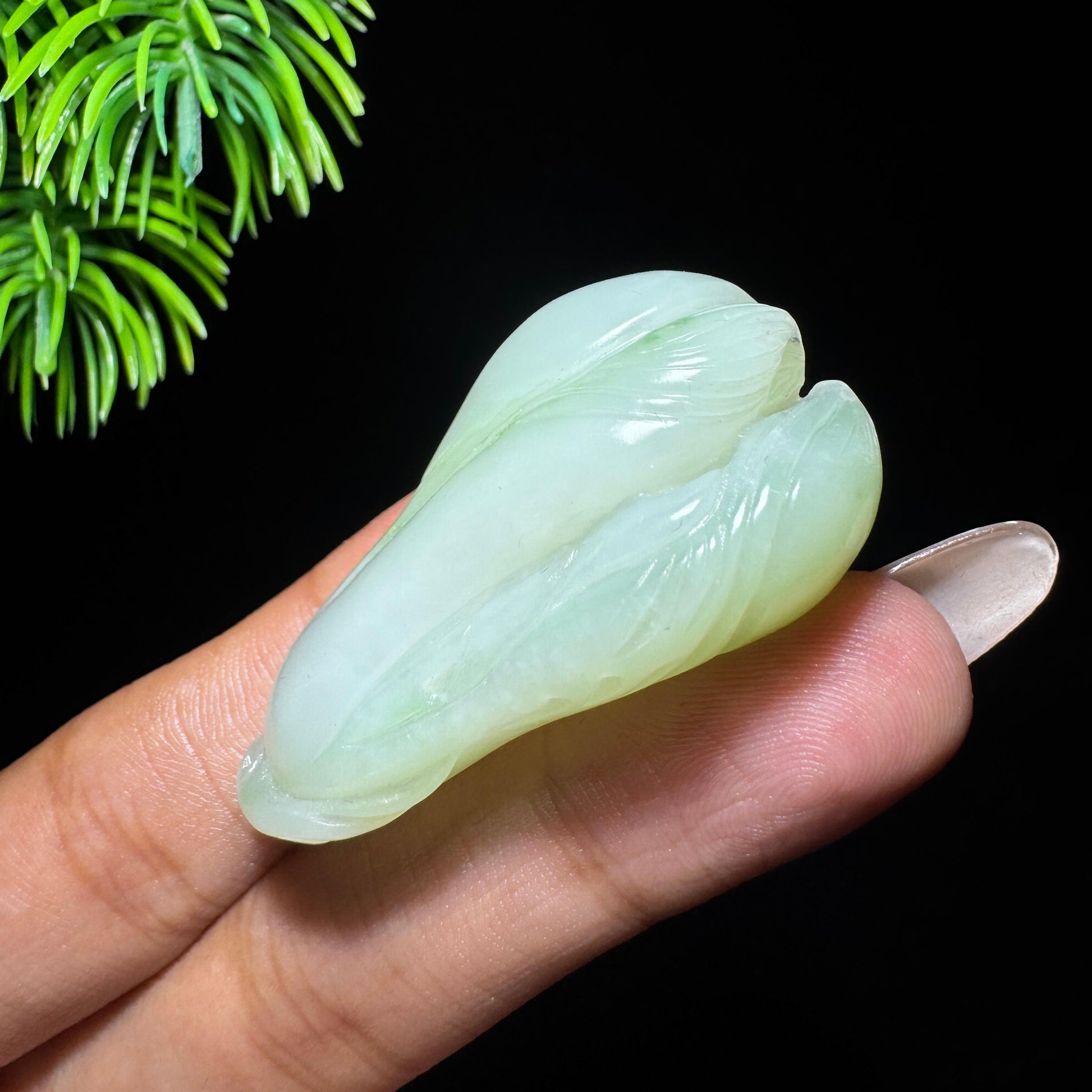 和田玉山料翠青玉兰花（yc707106）