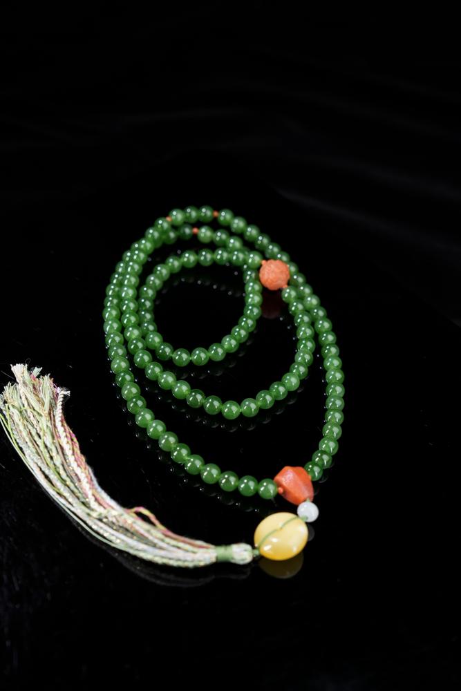 新疆天然和田玉碧玉手持（yc253331）