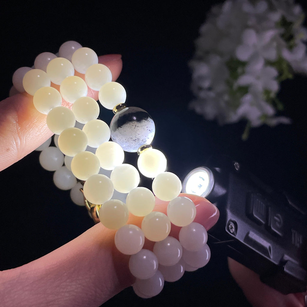 天然和田玉白玉搭青花点墨单珠项链（yc360461）