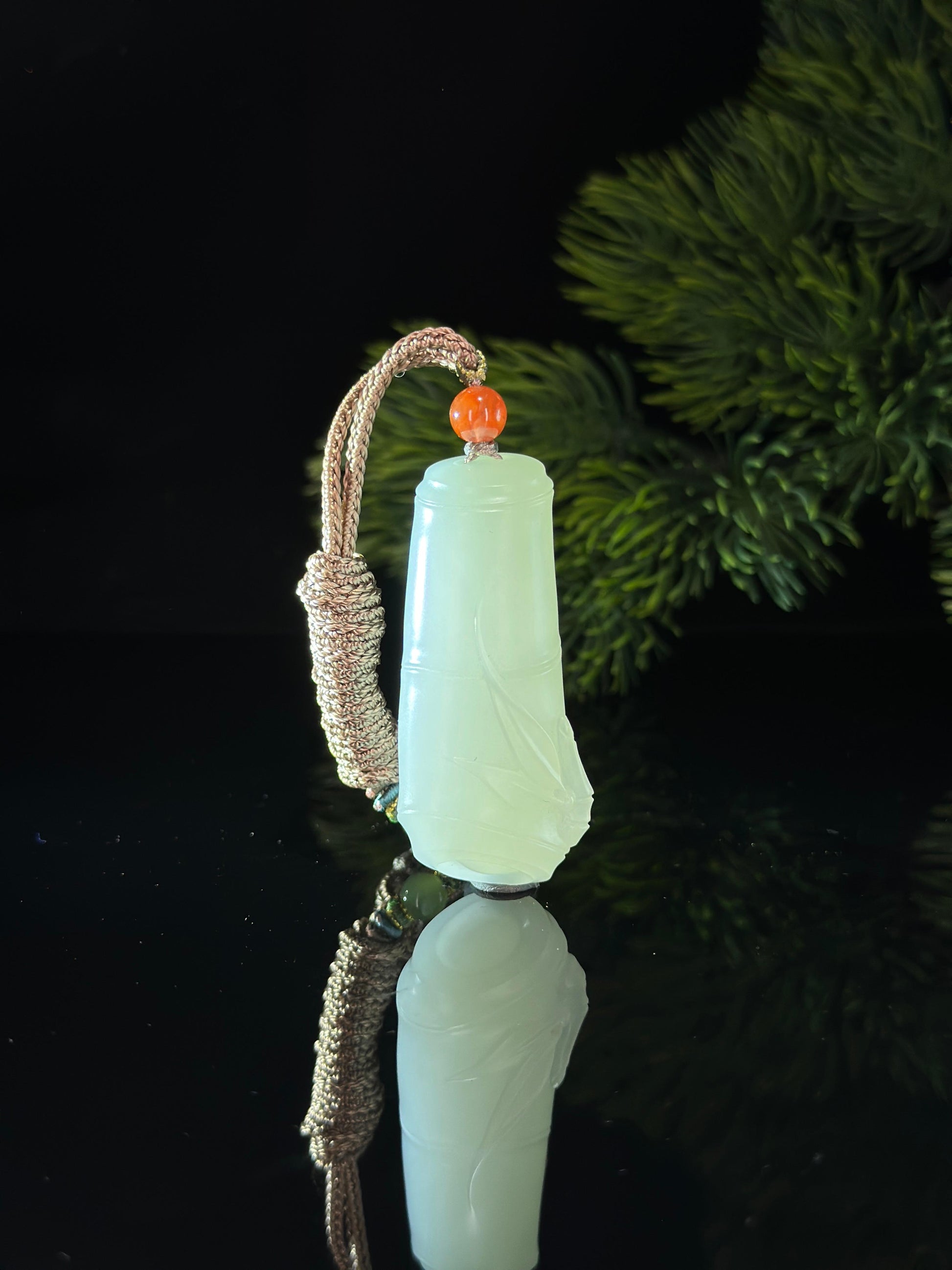 和田玉羊脂白玉节节高升精品竹节挂件（yc682123）