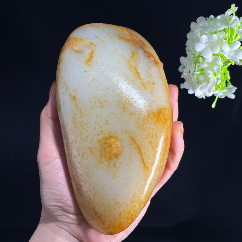 和田玉白玉“碎锦铺江”洒金皮籽料（yc387534）