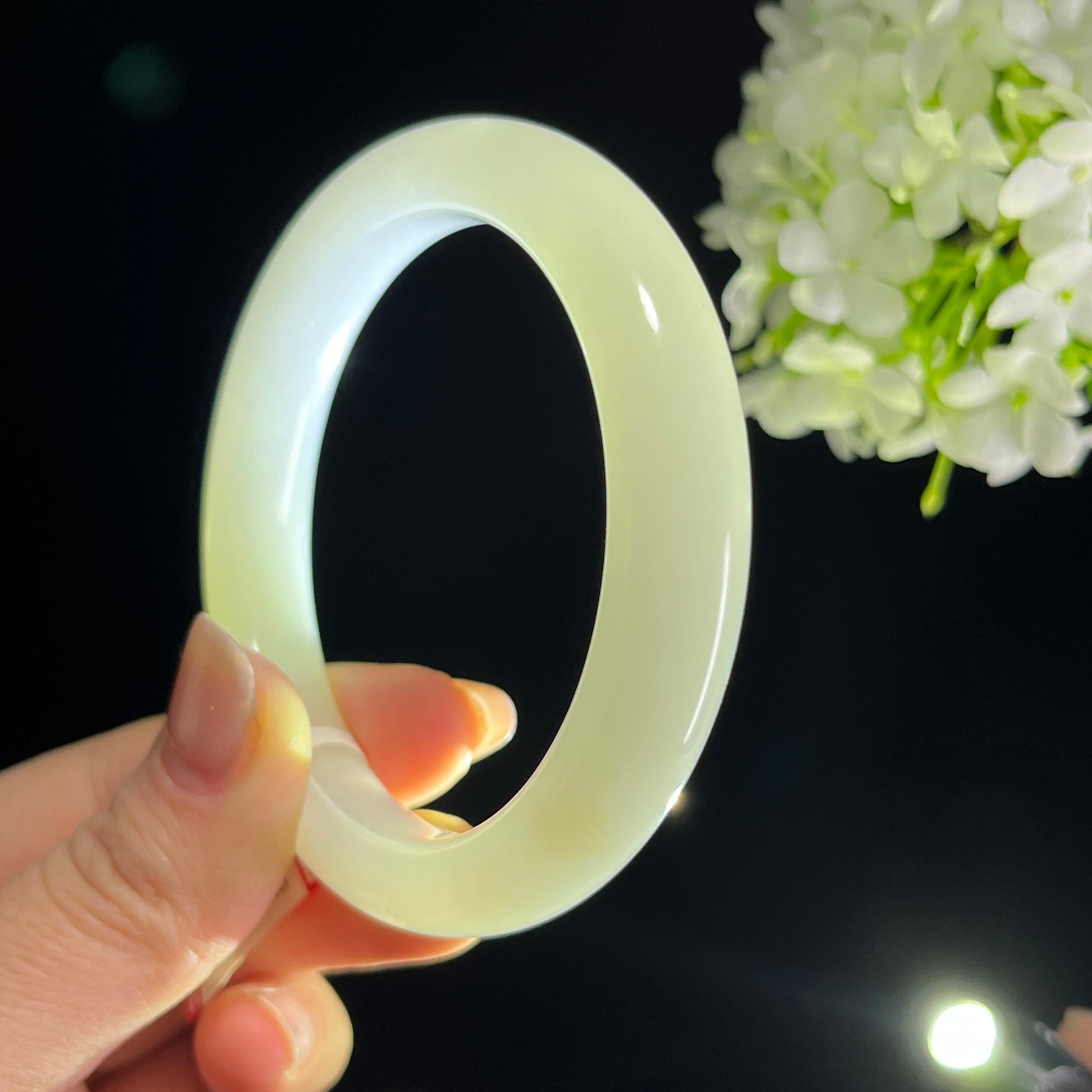 新疆天然和田玉羊脂白玉手镯（卡59）（yc348809）