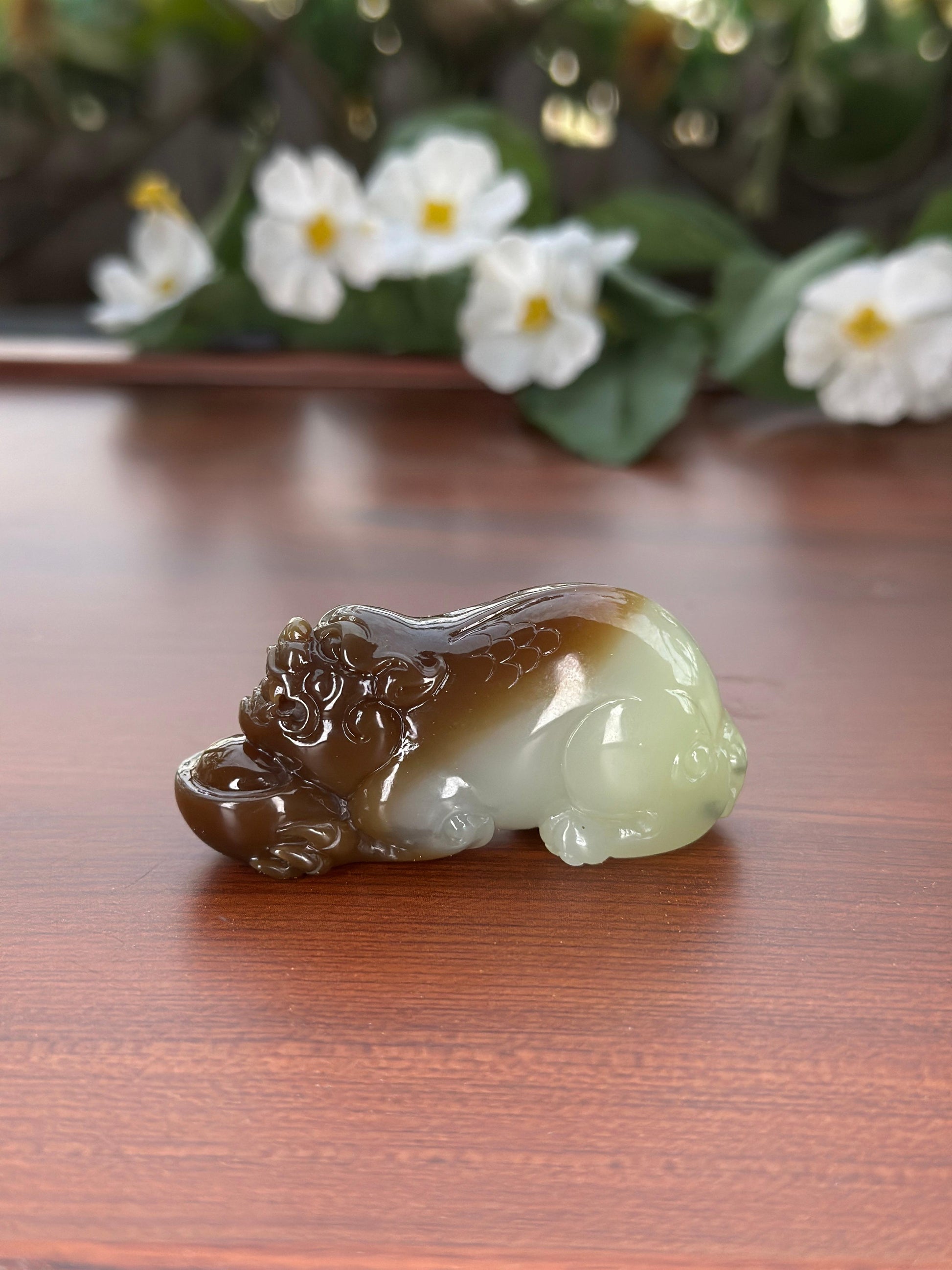 和田玉糖青送财貔貅挂件（yc704998）