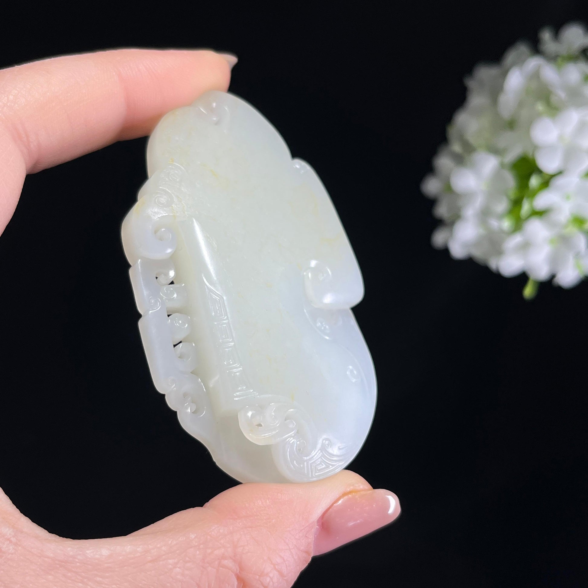 和田玉白玉籽料祥云如意挂件（yc372589）