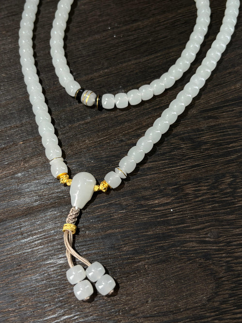 18k错金工艺和田玉羊脂白珠串11【117颗】（yc210483）