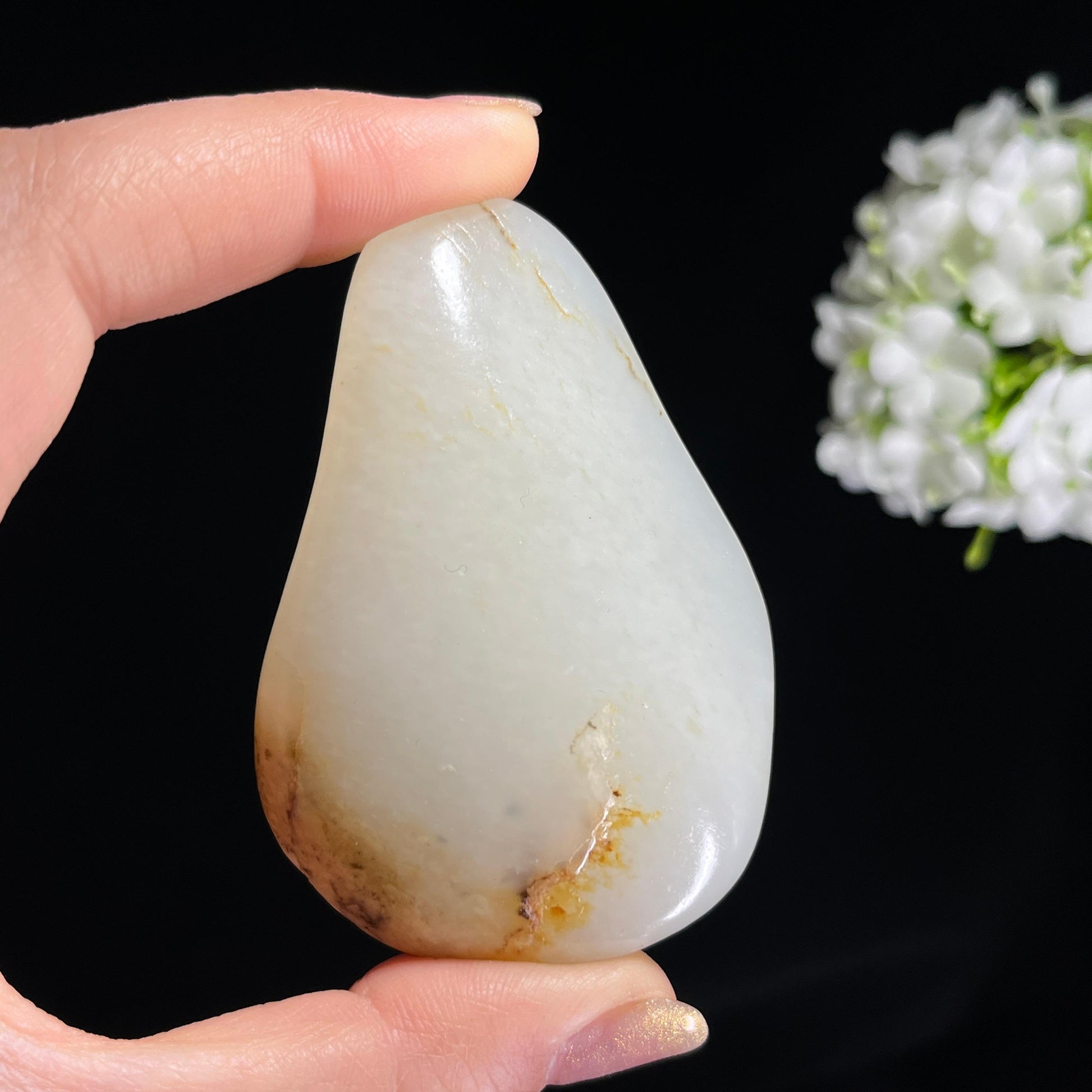 和田玉白玉洒金皮“金纹玉滴”籽料原石（yc295724）