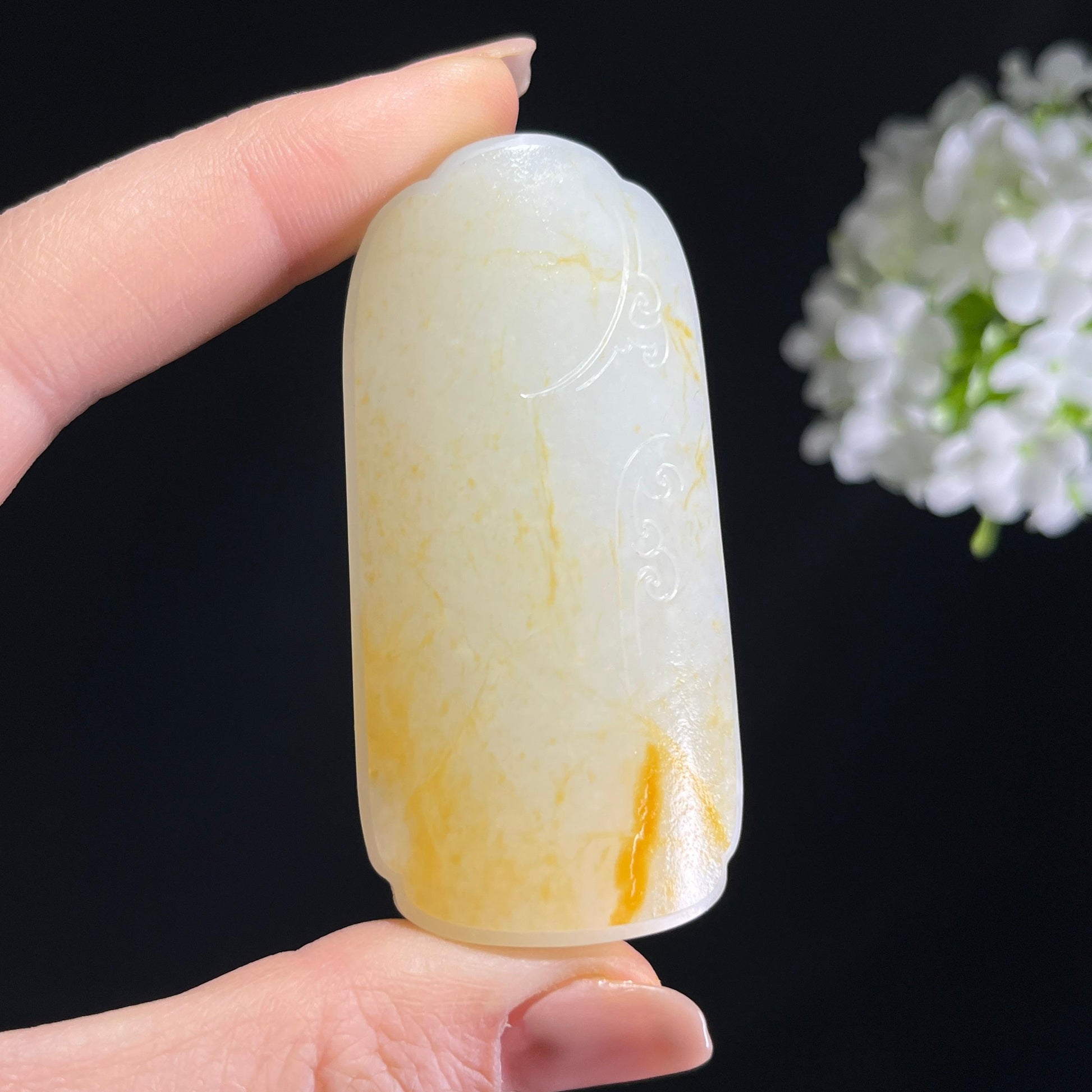 和田玉白玉洒金皮籽料无事牌（yc372536）