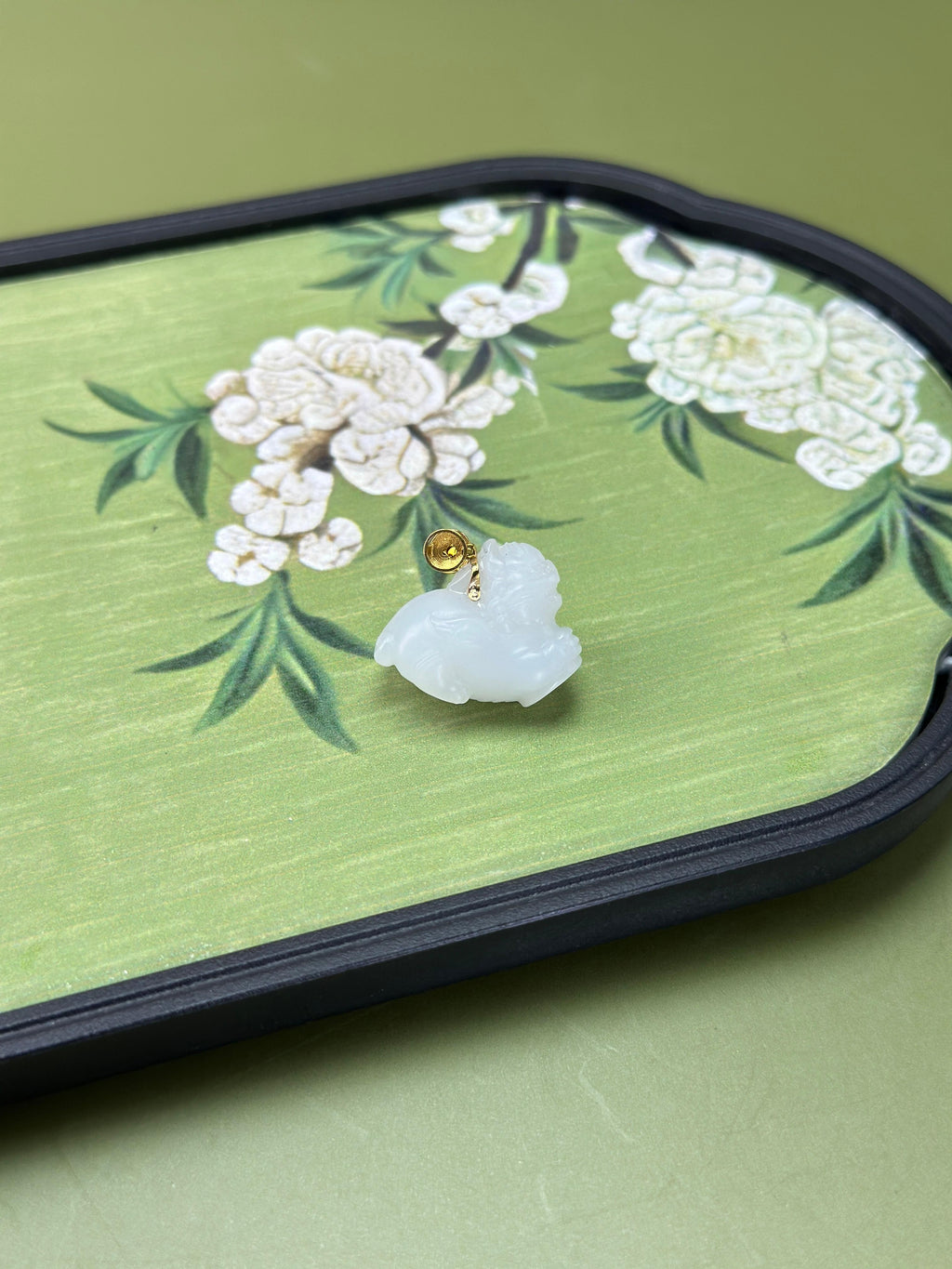 和田玉 18K 金镶白玉貔貅挂件（yc763933）
