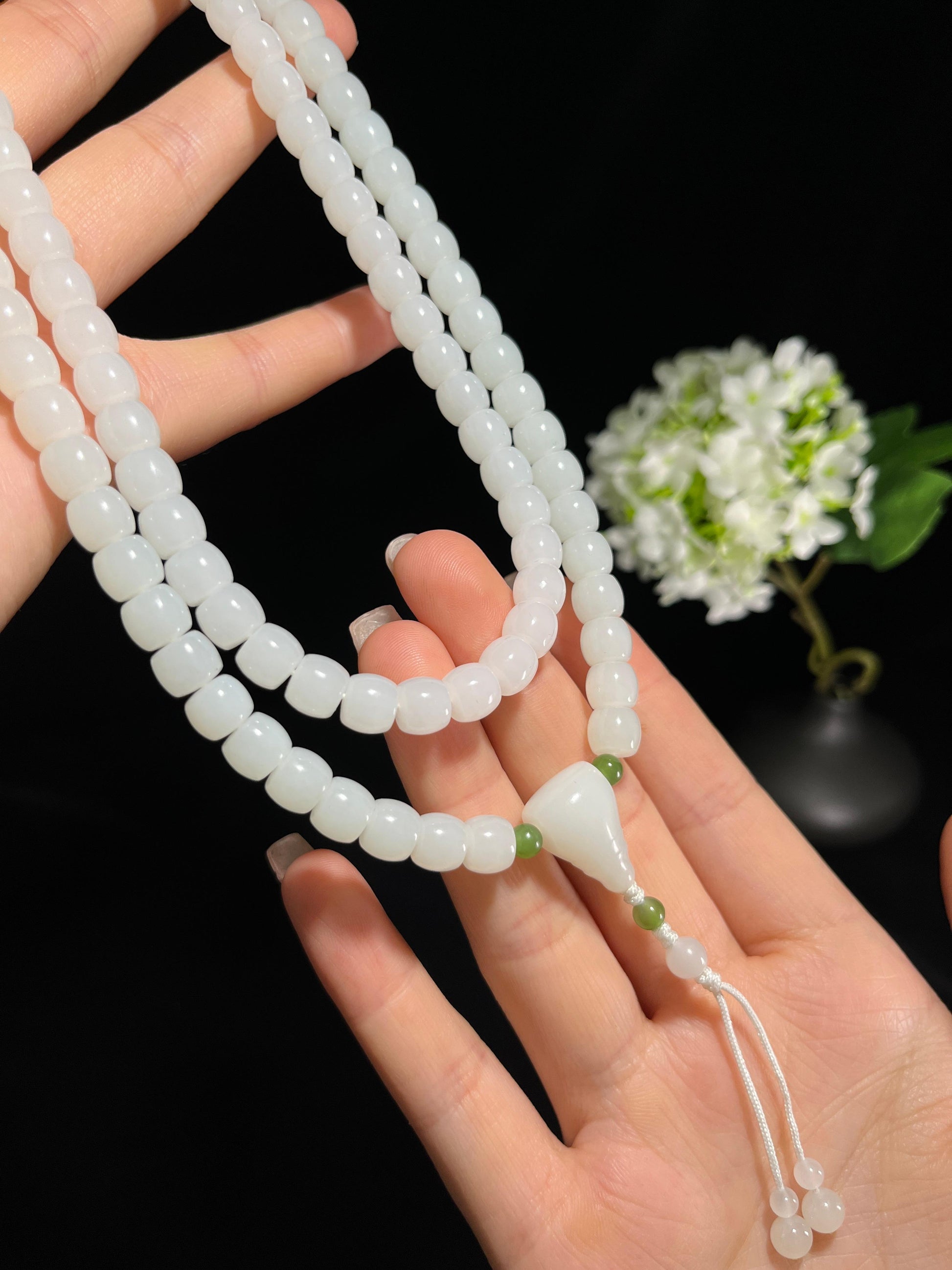 和田白玉直切珠项链（卡7）（yc244872）