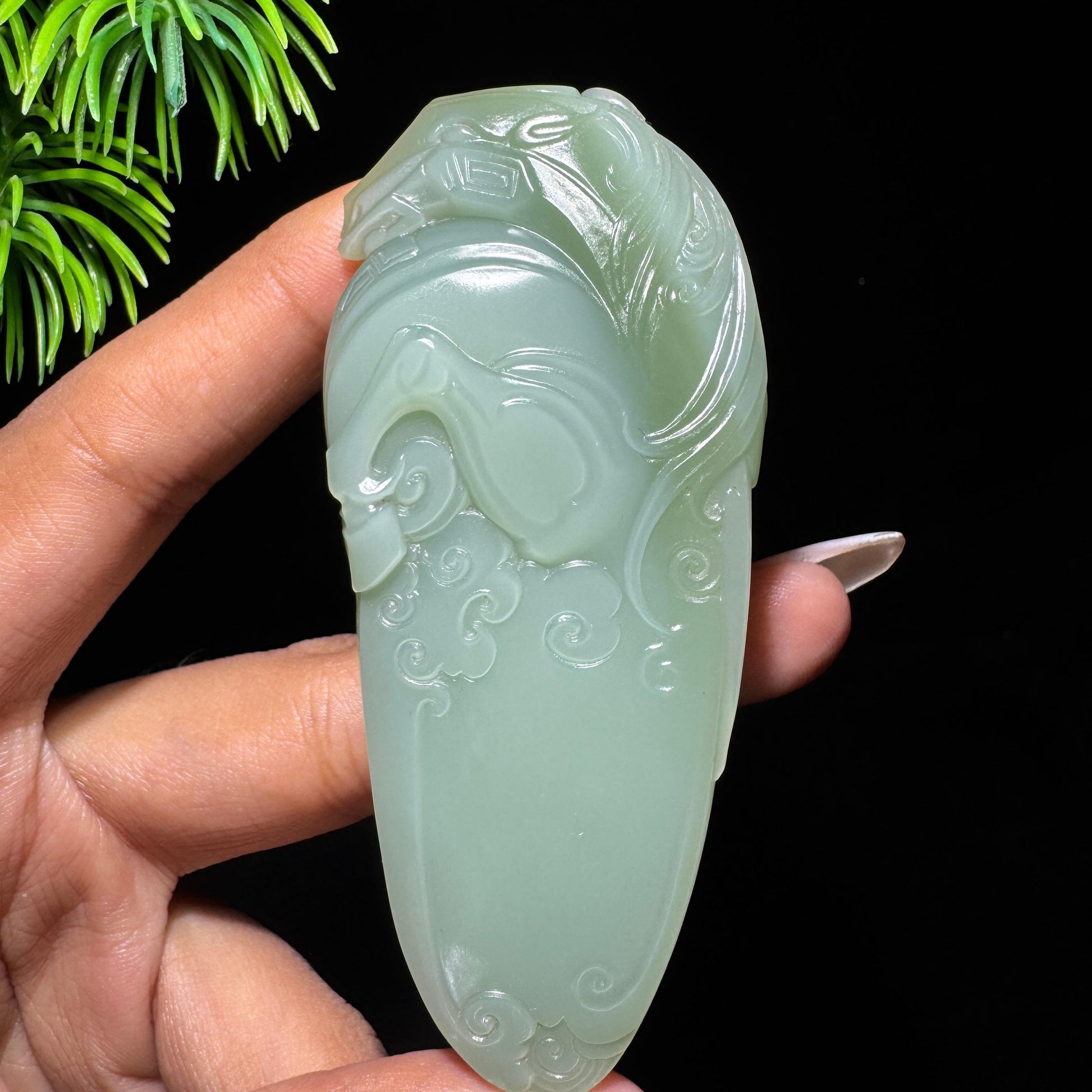和田玉山料粉青关公（yc693888）