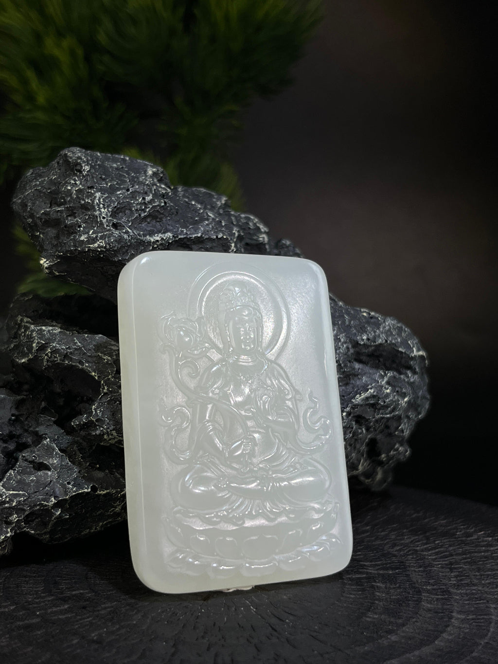 天然和田玉白玉山料大势至菩萨观音挂件（yc228185）